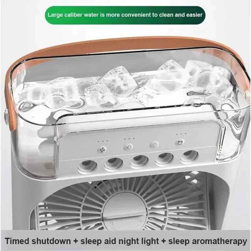 3 In 1 Fan Air Conditioner Household Small Air Cooler LED Night Light Portable Humidifier Air Adjustment Fan Office Home Fan New
