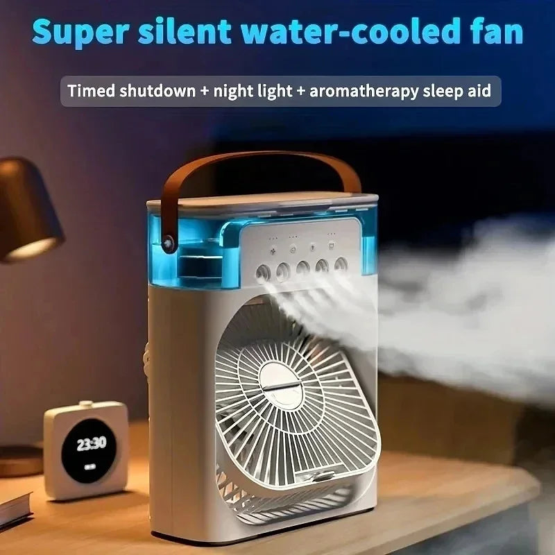 3 In 1 Fan Air Conditioner Household Small Air Cooler LED Night Light Portable Humidifier Air Adjustment Fan Office Home Fan New