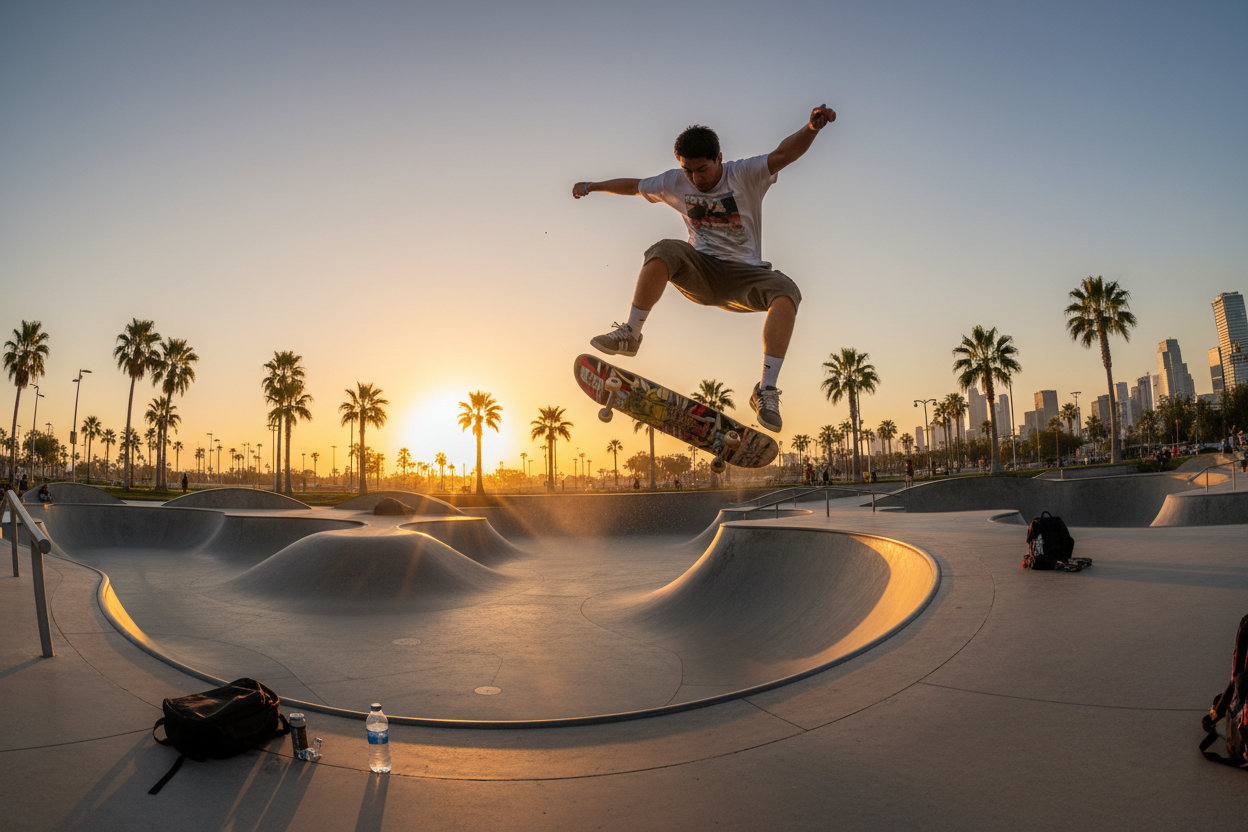 Skateboarder action shot