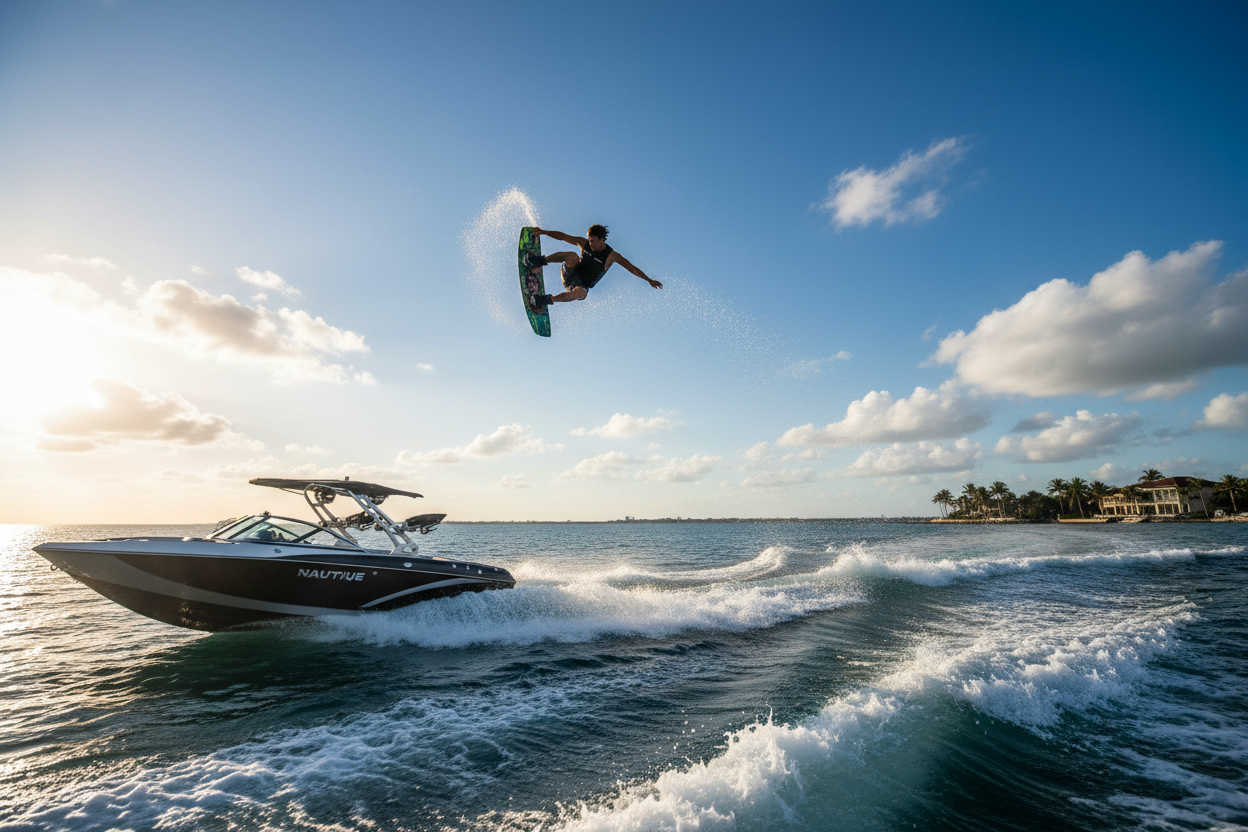 Wakeboarder action shot